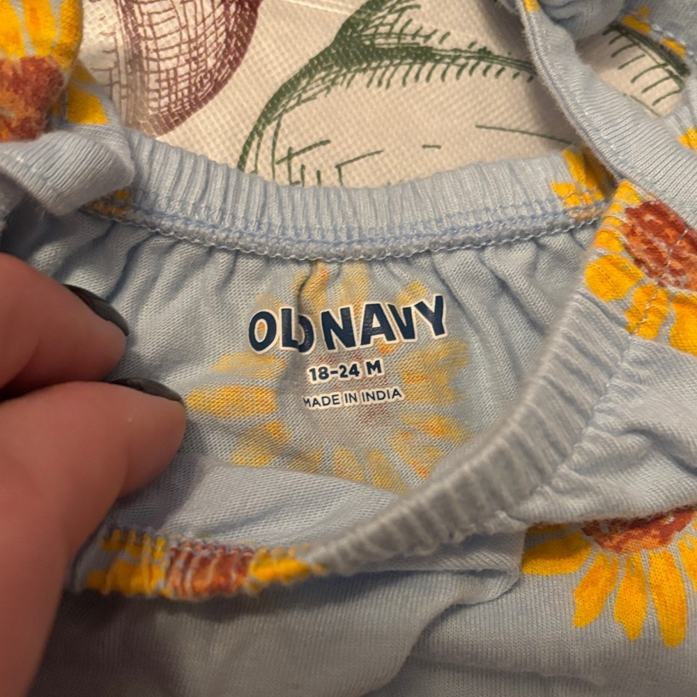 Old Navy Light Blue Romper with Yellow Sunflowers - Picture 2 of 3
